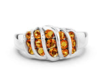 Round Citrine Multi-Row Crossover Band in White gold with Polished Curves