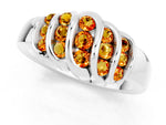Round Citrine Multi-Row Crossover Band in White gold with Polished Curves_1