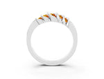 Round Citrine Multi-Row Crossover Band in White gold with Polished Curves_3