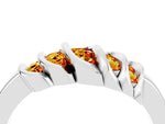Round Citrine Multi-Row Crossover Band in White gold with Polished Curves_4