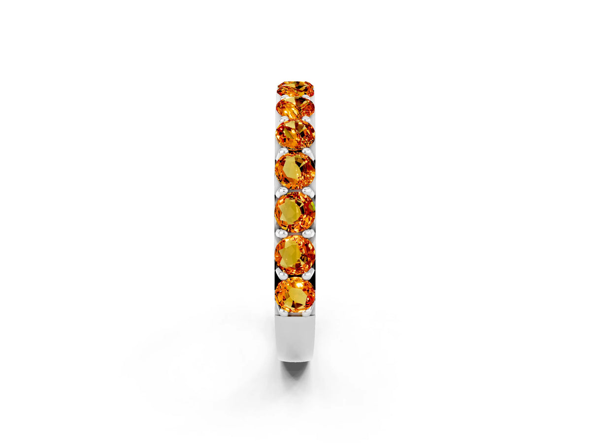 Round Citrine Polished Half Eternity Band in Platinum with Classic Prong Setting_2