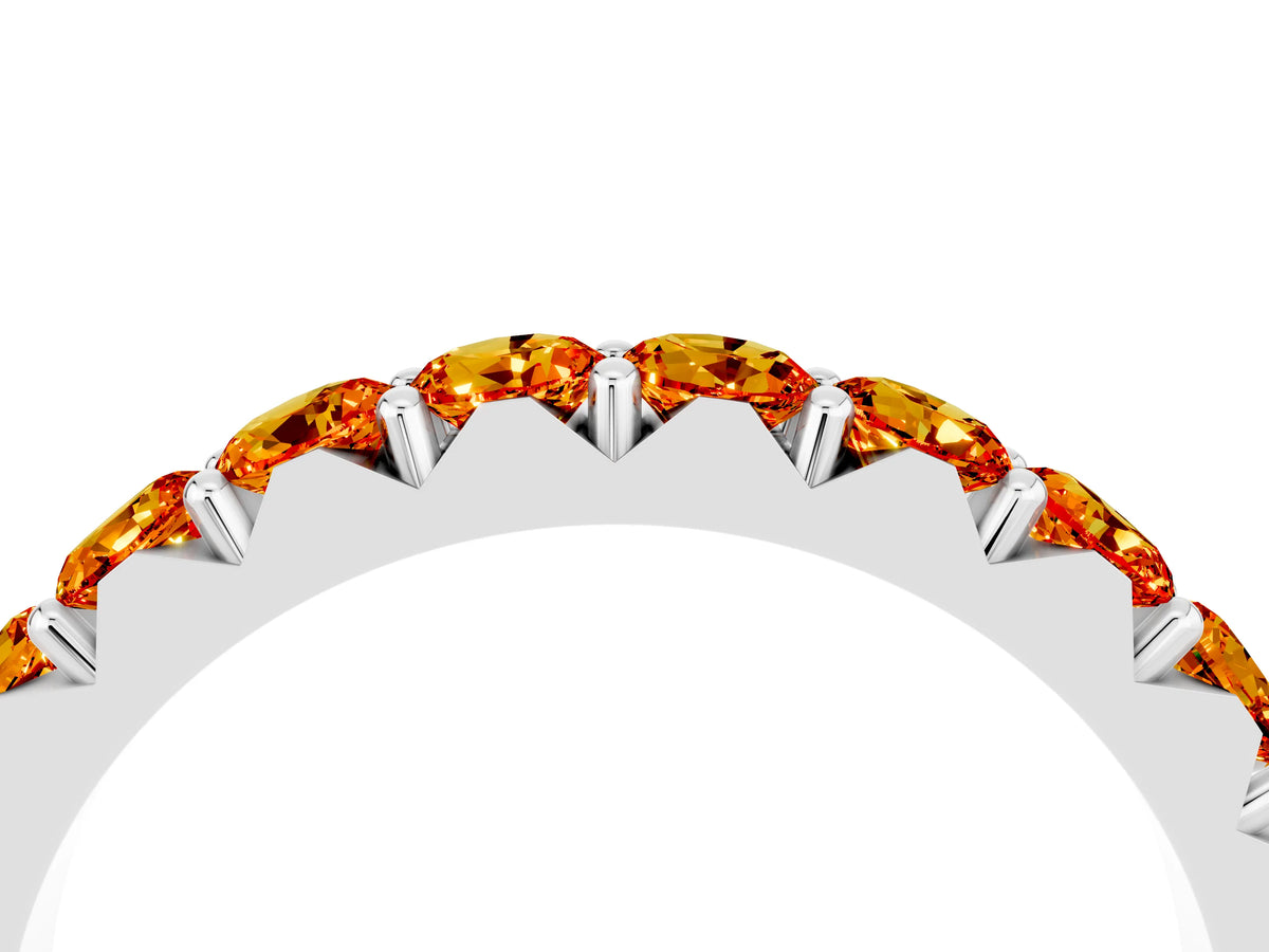 Round Citrine Polished Half Eternity Band in Platinum with Classic Prong Setting_4