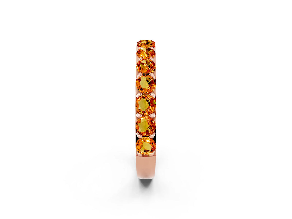 Round Citrine Polished Half Eternity Band in Rose gold with Classic Prong Setting_2