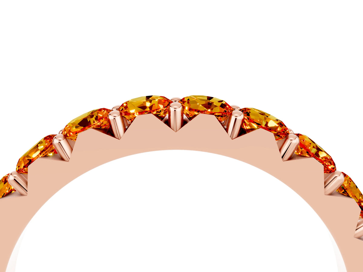 Round Citrine Polished Half Eternity Band in Rose gold with Classic Prong Setting_4