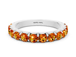 Round Citrine Polished Half Eternity Band in Silver with Classic Prong Setting