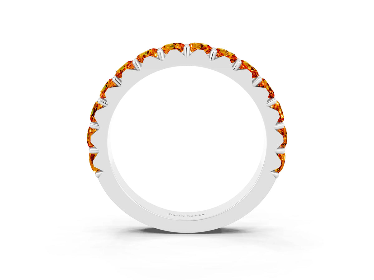 Round Citrine Polished Half Eternity Band in Silver with Classic Prong Setting_3