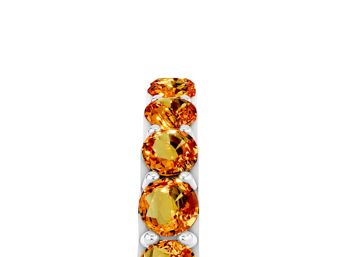 Round Citrine Polished Half Eternity Band in Silver with Classic Prong Setting_5