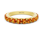 Round Citrine Polished Half Eternity Band in Yellow gold with Classic Prong Setting