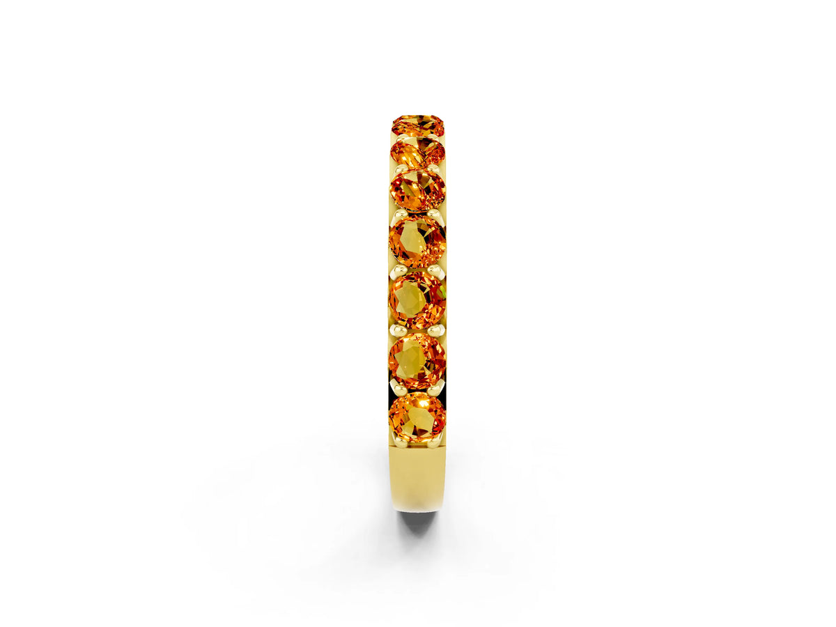 Round Citrine Polished Half Eternity Band in Yellow gold with Classic Prong Setting_2