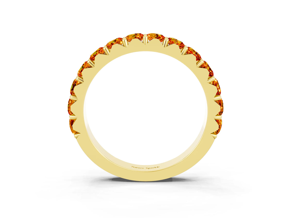 Round Citrine Polished Half Eternity Band in Yellow gold with Classic Prong Setting_3