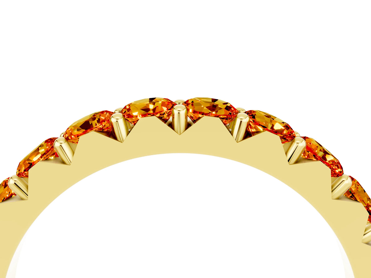 Round Citrine Polished Half Eternity Band in Yellow gold with Classic Prong Setting_4