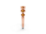 Round Citrine Square Bezel Chevron Band in Rose gold with Milgrain Detailing_2