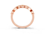 Round Citrine Square Bezel Chevron Band in Rose gold with Milgrain Detailing_3