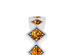 Round Citrine Square Bezel Chevron Band in Silver with Milgrain Detailing_5