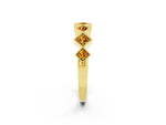 Round Citrine Square Bezel Chevron Band in Yellow gold with Milgrain Detailing_2