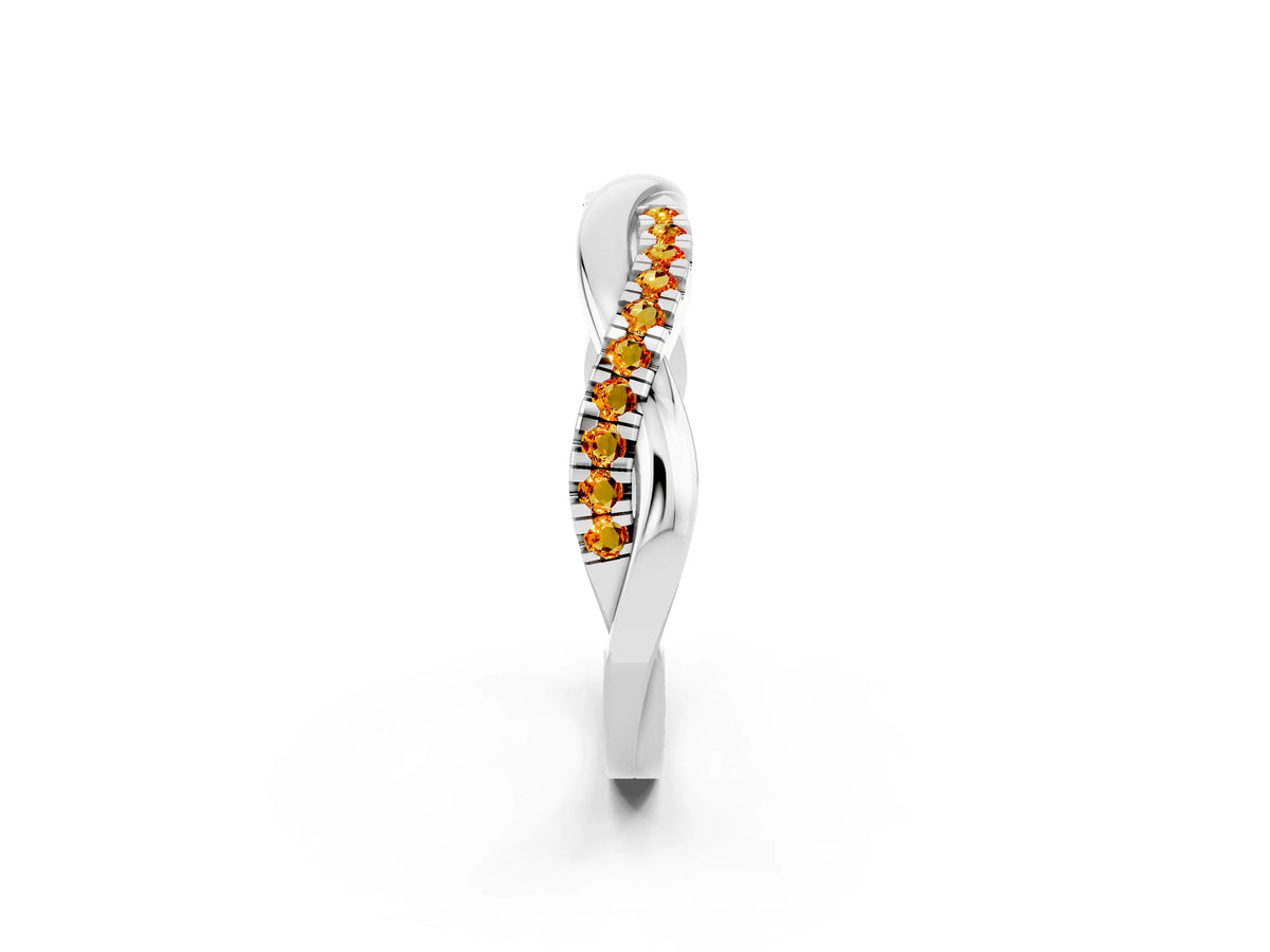Round Citrine Twisted Infinity Band in Platinum with Prong Setting_2