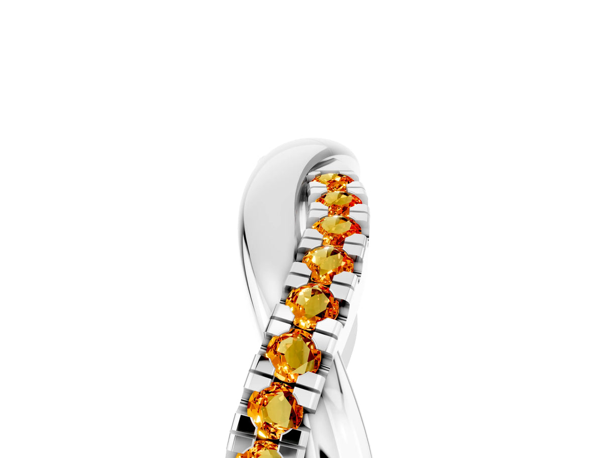 Round Citrine Twisted Infinity Band in Silver with Prong Setting_5