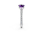 Round Cut Amethyst Pavé Solitaire Ring in Silver with Round Pavé Band and Prong Setting_2