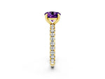 Round Cut Amethyst Pavé Solitaire Ring in Yellow gold with Round Pavé Band and Prong Setting_2