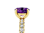 Round Cut Amethyst Pavé Solitaire Ring in Yellow gold with Round Pavé Band and Prong Setting_5