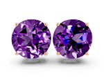 Round Cut Amethyst Stud Earrings in Rose gold with Basket Setting