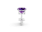 Round Cut Amethyst Stud Earrings in White gold with Basket Setting_2