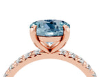 Round Cut Aquamarine Pavé Solitaire Ring in Rose gold with Round Pavé Band and Prong Setting_4