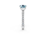 Round Cut Aquamarine Pavé Solitaire Ring in Silver with Round Pavé Band and Prong Setting_2