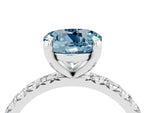 Round Cut Aquamarine Pavé Solitaire Ring in Silver with Round Pavé Band and Prong Setting_4