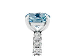 Round Cut Aquamarine Pavé Solitaire Ring in Silver with Round Pavé Band and Prong Setting_5