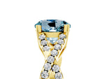 Round Cut Aquamarine Solitaire Ring in Yellow gold with Interwoven Pavé Band and Prong Setting_5