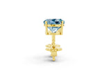Round Cut Aquamarine Stud Earrings in Yellow gold with Basket Setting_2