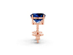 Round Cut Blue Sapphire Stud Earrings in Rose gold with Basket Setting_2