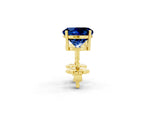 Round Cut Blue Sapphire Stud Earrings in Yellow gold with Basket Setting_2