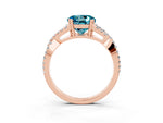 Round Cut Blue Topaz Solitaire Ring in Rose gold with Interwoven Pavé Band and Prong Setting_3