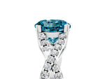 Round Cut Blue Topaz Solitaire Ring in White gold with Interwoven Pavé Band and Prong Setting_5