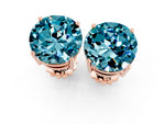 Round Cut Blue Topaz Stud Earrings in Rose gold with Basket Setting_1