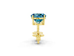 Round Cut Blue Topaz Stud Earrings in Yellow gold with Basket Setting_2