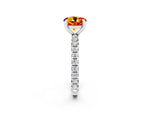 Round Cut Citrine Pavé Solitaire Ring in Silver with Round Pavé Band and Prong Setting_2