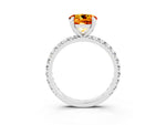 Round Cut Citrine Pavé Solitaire Ring in Silver with Round Pavé Band and Prong Setting_3