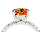 Round Cut Citrine Pavé Solitaire Ring in Silver with Round Pavé Band and Prong Setting_4