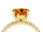 Round Cut Citrine Pavé Solitaire Ring in Yellow gold with Round Pavé Band and Prong Setting_4