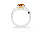 Round Cut Citrine Solitaire Ring in Platinum with Interwoven Pavé Band and Prong Setting_9