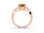 Round Cut Citrine Solitaire Ring in Rose gold with Interwoven Pavé Band and Prong Setting_3
