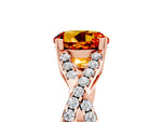 Round Cut Citrine Solitaire Ring in Rose gold with Interwoven Pavé Band and Prong Setting_5