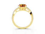 Round Cut Citrine Solitaire Ring in Yellow gold with Interwoven Pavé Band and Prong Setting_3