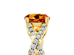Round Cut Citrine Solitaire Ring in Yellow gold with Interwoven Pavé Band and Prong Setting_5