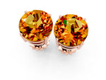 Round Cut Citrine Stud Earrings in Rose gold with Basket Setting_1