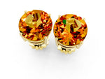 Round Cut Citrine Stud Earrings in Yellow gold with Basket Setting_1