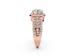 Round Cut Diamond Halo Engagement Ring in Rose gold with Triple-Row Round Band_14